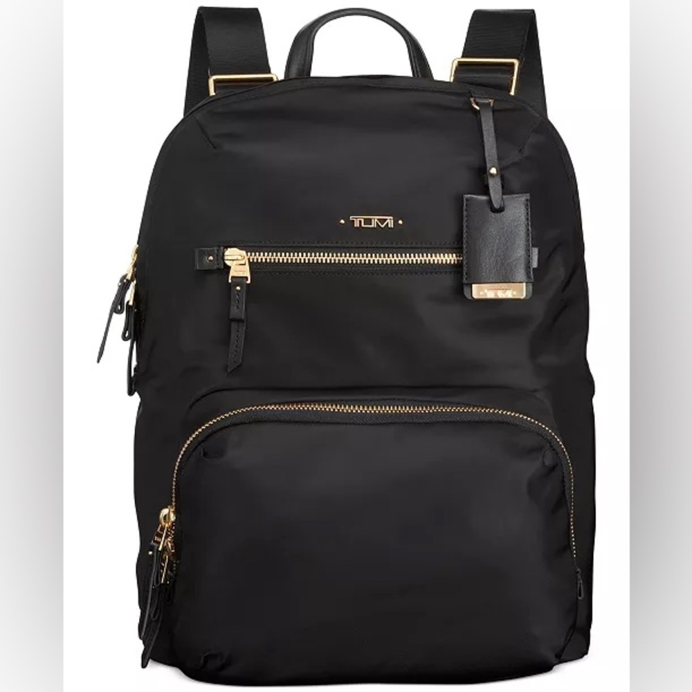 Tumi Black Nylon Backpack with Gold Hardware